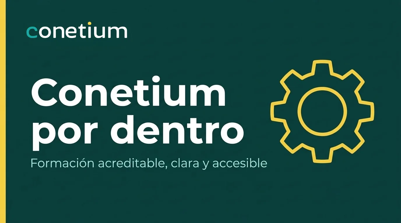 Tarjeta de Conetium: formación acreditable, clara y accesible.